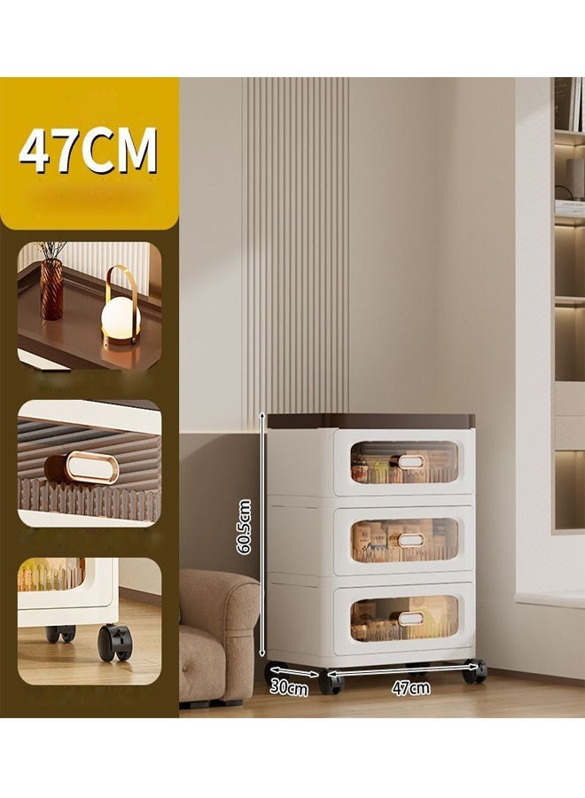 إيه تي إم خزانة تخزين بلاستيكية معيارية بعجلات وأدراج شفافة - 3 طبقات، 47 × 30 × 60.5 سم - Image 3